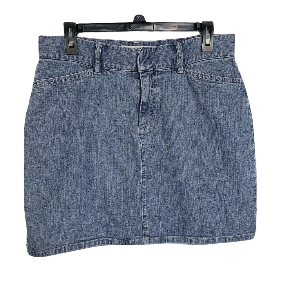Vtg Gap Womens Skirt Size 8 Hip Hugger Stretch Blue Denim Short Mini Pockets